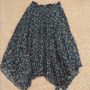 1 State Green Patterned Pleated Women's Skirt